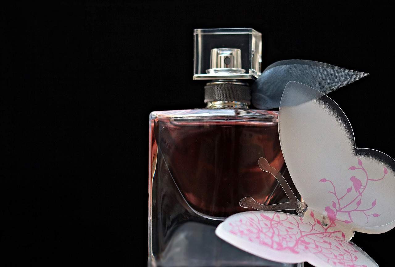 perfume, flacon, glass bottle, bottle, still life, perfume bottle, butterfly, fragrance, fragrant, pink, perfume, perfume, perfume, perfume, perfume